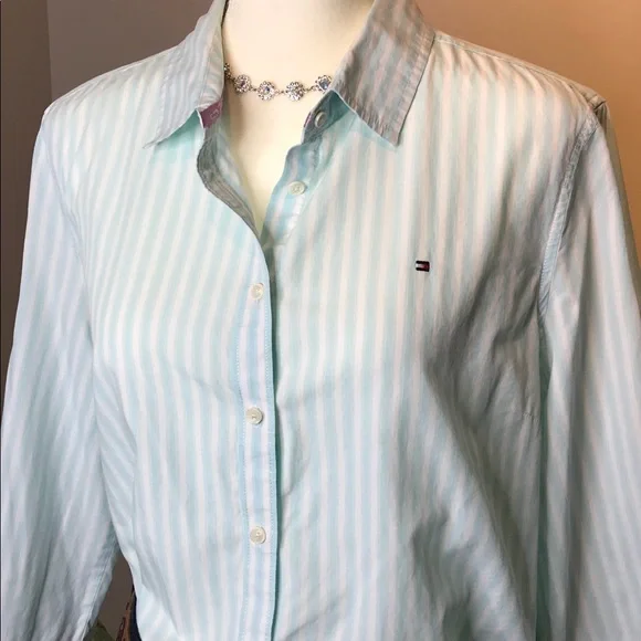 Tommy Hilfiger striped button-down oxford top XL EUC - Picture 7 of 7